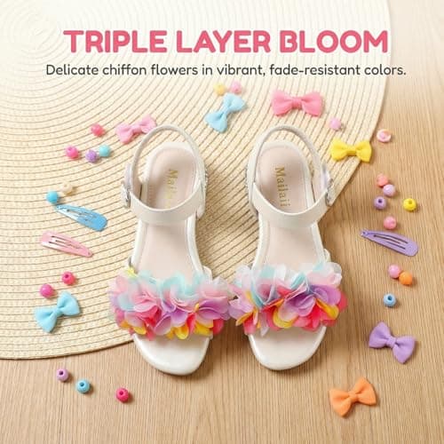 Mailaii Girls White Sandals Breathable Open Toe Party Wedding Cute Shoes for Toddler Little Big Kid - Thumbnail 4