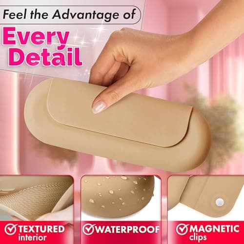 Silicone Makeup Brush Holder Travel – Stylish Silicone Make Up Bag 8.3 in, Travel Makeup Bag for Brushes, Easy-to-Clean Waterproof Case, Fits Purse or Tote, Magnetic Clips, Sturdy Brush Organizer - Thumbnail 4