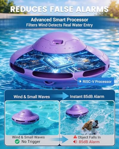Smart Pool Alarm with App for Inground & Above Ground Pools, Adjustable Sensitivity Water Detection Alarm up to 20x40ft, 85dB+ Safety Alerts for Kids, Pets & Accidental Entry(Purple) - Thumbnail 3