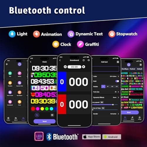 Large Programmable P5 Resolution LED Sign, Indoor Window LED Signs, Bluetooth App, for Business Bars Gaming Rooms Restaurants Festivals (49"x 8") - Thumbnail 3