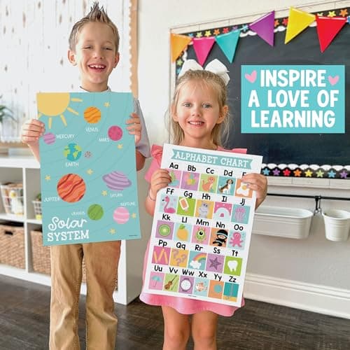 Hadley Designs 16 Educational Posters for Classroom Must Haves - Laminated Pre-K Posters for Toddler Homeschool Essentials, Toddler & Preschool Learning Activities, Kindergarten Classroom Decor - Thumbnail 5