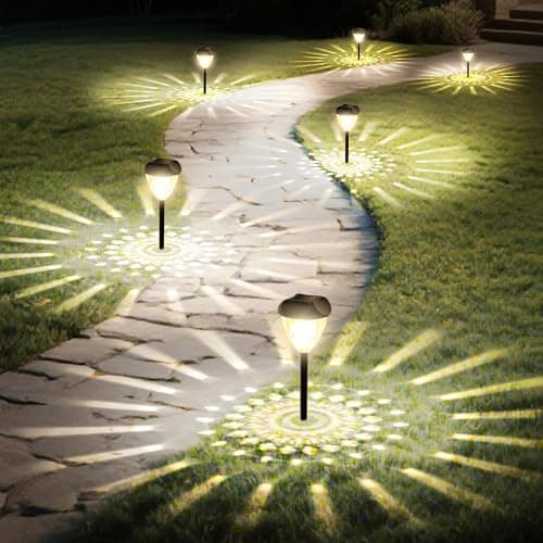 Ensenior 12-Pack Solar Lights Outdoor, 14.17" Auto ON/Off 3000K LED Solar Garden Lights for Pathway, Yard, Patio, Walkway, Planter, Waterproof, Energy-Efficient Landscape Lighting