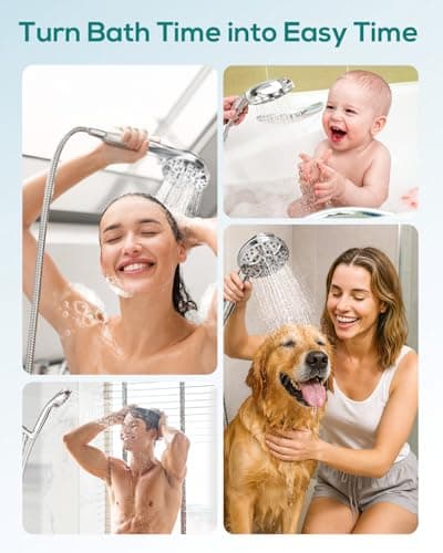 Filtered Shower Head with Handheld: High Pressure 8-Setting Showerhead for Hard Water, Detachable Extra Long 71" Hose, Filters Beads Reduces Chlorine for Dry Skin & Hair, Power Wash for Tub Tile Pets - Thumbnail 5