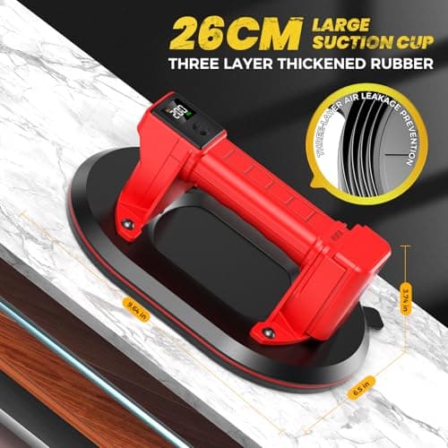 Mtnte Electric Suction Cups for Glass, Tiles, Granite, Windows Lifting and Moving 440 lbs. Load Capacity 16V MAX Cordless Heavy Duty Vacuum Suction Cup Lifter - Thumbnail 5