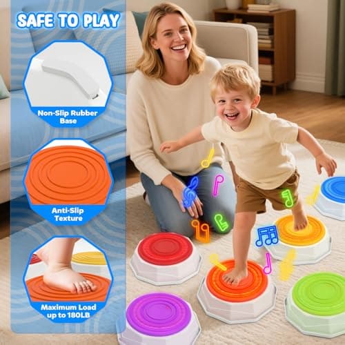 SOTAONE Rainbow Stepping Stones for Kids - Non-Slip Sensory Jumping Stone Toys, Toddler Obstacle Course Develop Balance Coordination Skills, Indoor Outdoor Play, Boy Girl Gifts, 6PCS with Light Up - Thumbnail 4