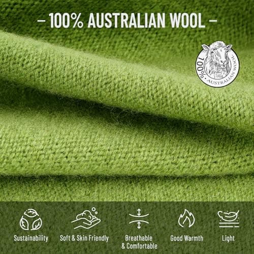 HAMUNI Wool Slouchy Beanie for Women,Soft Warm Beanies Hats- Lightweight & Breathable Skull Beanies Cap for Spring,Fall, Winter Green - Thumbnail 2