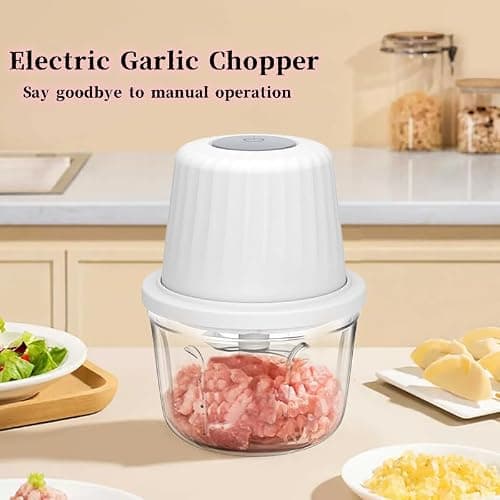 450ML Electric Garlic Chopper, Mini Portable Veggie Choppers, Garlic Grinder Masher Onion Chopper, Blender to Vegetable, Wireless Food Processor for Ginger, Chili, Fruit, Meat, etc - Thumbnail 2