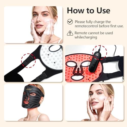 IUUQY 4-Color Red Light Therapy for Face, 400 LED Red Light Therapy Mas with Timing Function, Portable Led Face Mask Light Therapy for Home & Travel - Thumbnail 6