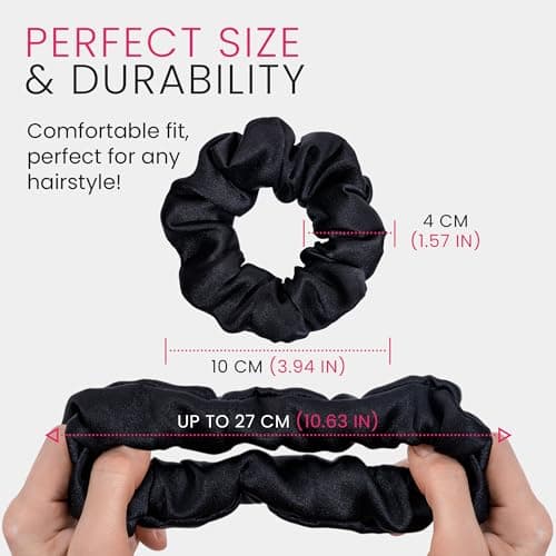 Wycare 100% Silk Scrunchies - Gentle on Hair Mulberry Silk Scrunchies for Women - Luxurious Sleep Ties for Women's Curly Hair (Set of 3 Black) - Thumbnail 5