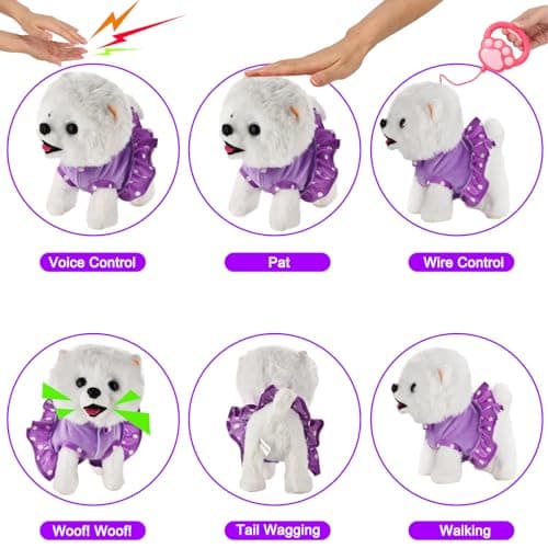 GOBRILLFUN Walking Dog Toy Remote Control, Walking and Barking Robot Dog, Electronic Plush Puppy Toy for Kids Age 3-6, Ideal Gift for Girls(Great Pyrenees) - Thumbnail 2