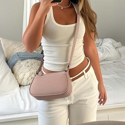 Goinsound Small Crossbody Bags for Women - Retro PU Leather Shoulder Handbags for Gift with Adjustable Shoulder Strap Apricot - Thumbnail 2