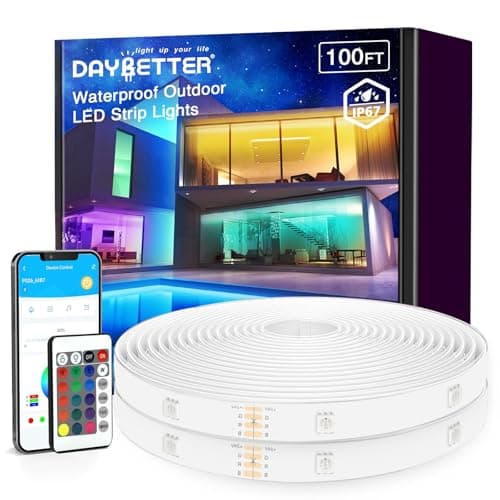 DAYBETTER 100ft Outdoor LED Strip Lights, Waterproof, IP67 Outdoor LED Lights with Remote, Bluetooth APP Control, Color Changing LED Rope Lights for Bedroom, Bathroom, Roof, Balcony, Pool - Image 1