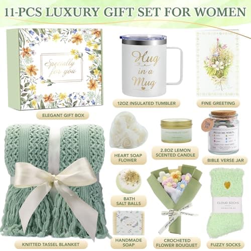 Mother's Day Gift Baskets for Women, 11 PCS Unique Birthday Gifts for Women, Self Care Gift Baskets, Thank You, Sympathy Inspirational Friendship Gifts for Mom, Grandma, Wife, Sister, Friends - Thumbnail 2