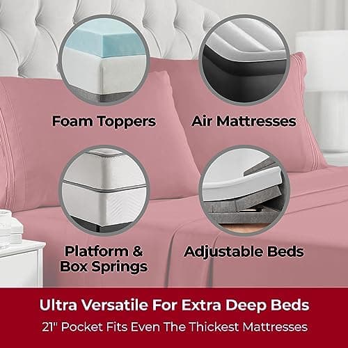 Mellanni Extra Deep Twin Sheets - 3 PC Iconic Collection Bedding - Hotel Luxury, Ultra Soft, Cooling Bed Sheets - Wrinkle, Fade, Stain Resistant (Twin, Brick Red) - Thumbnail 2