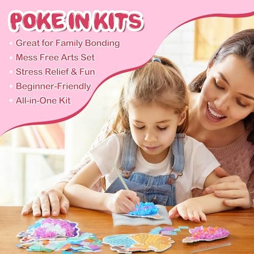 9PC Poke Art Kit for Girls Ages 4-8 | Princess Theme DIY Craft Kit | Mess-Free Fabric Puncture Painting | Creative Activity Gift for 6-12 Year Old Girls | Birthday Party Art Set - Thumbnail 2