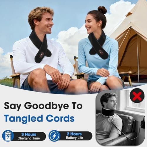 Cordless Neck Heating Pad for Pain, Neck Massager with 660nm 850nm Red Light, Neck Heating Pad for Pain Electric, Heated Neck Brace Wrap for Soreness Stiffness Pain Relief - Thumbnail 5