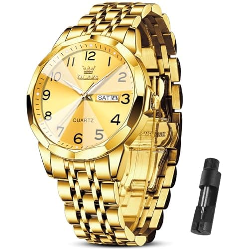 OLEVS Gold Watches for Men Watch Men Luxury Watch for Men Stainless Steel Arabic Numeral Dial Gold Reloj - Image 1