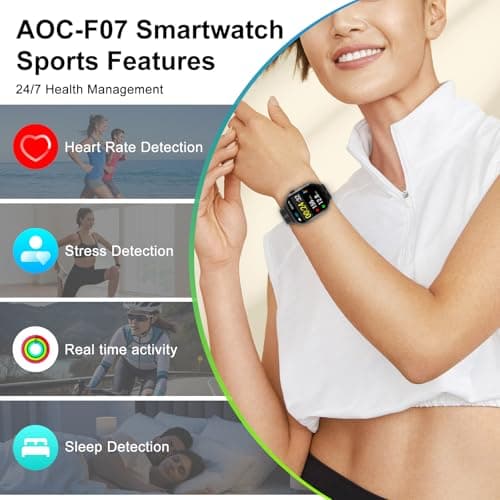 AOC Smart Watch with 1.95" AMOLED Display, ChatGPT AI& Bluetooth Call, Fitness Tracker for Women Men, Heart Rate & Sleep Monitor, 100+ Sports Modes, 10 Days Battery, IP68 Waterproof (Sliver) - Thumbnail 3