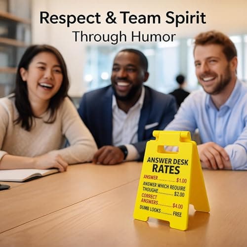 VDOR Office Desk Accessories Sign: Funny Gag Gifts Mini ANSWER DESK RATES Sign for Coworker & Boss – Cubicle Decor Home Office - Thumbnail 4