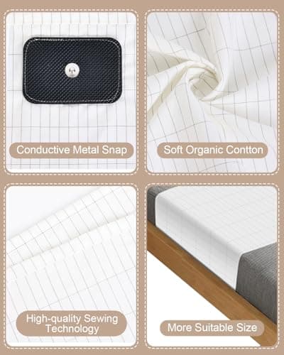 VINIKYCA Grounding Sheets,Grounding Mat for Bed 10% Pure Silver Fiber+90% Organic Cotton,with 15Ft Grounding Cord and Test Pen,104 * 23.6inch Suitable for All Mattress Sizes(White) - Thumbnail 5