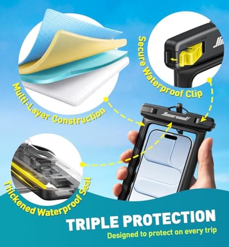 Hiearcool Universal Waterproof Case, Waterproof Phone Pouch Compatible for iPhone 17 16 15 14 13 Pro Max XS Plus Samsung Galaxy S22 Cellphone Up to 8.9", IPX8 Cellphone Beach Bag for Travel - 2 Pack - Thumbnail 6