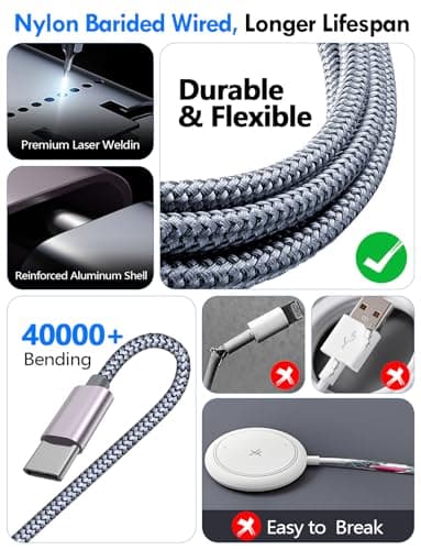2Pack Travel Essentials for Apple Watch Charger,3-in-2 Multi Charging Cable - Thumbnail 5