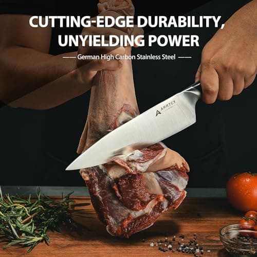 Arrtcy Knife Set with Block, Kitchen Knife Set 15-Piece with Sharpener - High Carbon Stainless Steel Dishwasher Safe Knives with Ergonomic Handles for Chef & Home - Thumbnail 4