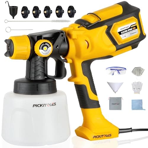 1000W HVLP Paint Sprayer High-Efficiency Electric Spray Gun with 6 Nozzles,Variable Patterns & Adjustable Flow, 47oz (1400ml) Detachable Container,Easy to Clean for Home Improvement Projects Yellow - Image 1
