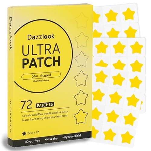 Dazzlook Yellow Star Shaped Pimple Patch with Salicylic Acid, Hydrocolloid Pimple Stickers for Blemish Care, 72 Count, Fashion Blemishes Patches - Image 1