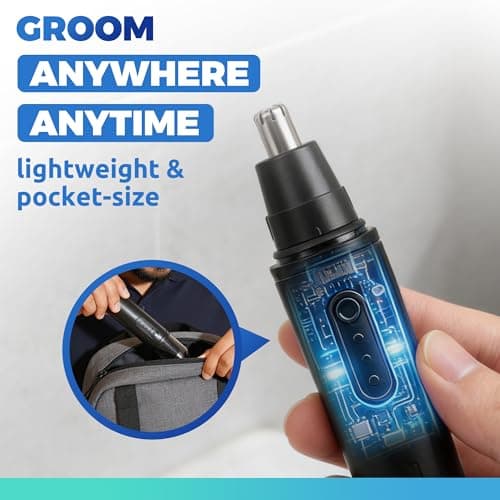 Lysandra Nose Hair Trimmer for Men: Painless Ear Hair Trimmer with 5 Month Battery Life – Electric Nose Hair Remover Featuring an Easy to Clean Detachable Head, Black - Thumbnail 5