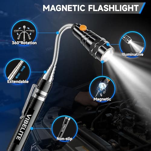 Dad Gifts, 5Pcs Telescoping Magnetic Pick Up Tool Set, with 1lb &15lb Pick-up Rod, 360° Square & Circle Swivel Adjustable Inspection Mirror and LED Flashlight, Birthday Gifts for Men, Dad - Thumbnail 3