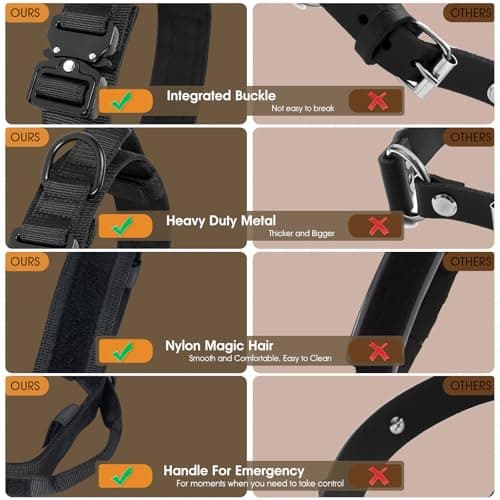 Relux Tactical Dog Collar with Handle - Adjustable Pet Collar Designed for Medium Dogs with Heavy-Duty Metal Buckle, Durable and Comfortable Dog Collar, Suitable for Medium Dogs (Black, L) - Thumbnail 5