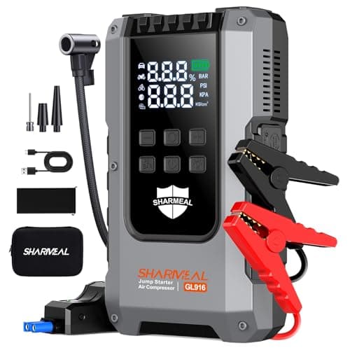 6000A Jump Starter with Air Compressor 160PSI Tire Inflator, 12V Car Battery Fast Charge Portable Jump Starter for All Gas/10L Diesel, Jump Box Pack with 3 Modes Flashlight and Jumper Cables - Image 1
