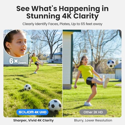 SOLIOM Security Cameras Wireless Outdoor,4K Ultra HD for Day and Night, No Subscription,Built in Radar,Solar Powered Cameras for Home Security, 360° Pan Tilt Auto Tracking,5G & 2.4G WiFi, 4-Cam Kit - Thumbnail 3