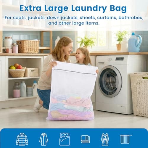 Dntorx 2 XXX-Large Durable Honeycomb Mesh Laundry Bags for Delicates with Zipper, 35 x 43 Inches Reusable Laundry Bag Mesh Wash Bags for Washing Machine for Cotton Clothes, Coat, Sweater, Sheet, Shoes - Thumbnail 3