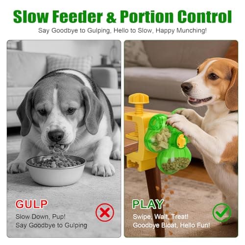 AOFANPET Cat Slow Feeder Puzzle Toy with Clamp Mount, Interactive Clover Treat Dispenser for Small Dogs & Cats, 3 Adjustable Feeding Openings for Dry Food, Enrichment Food Dispenser for Indoor/Outdoor - Thumbnail 4