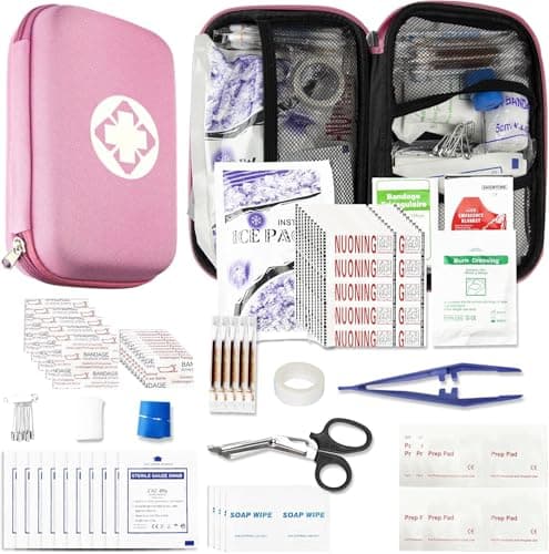 277PCS Compact Emergency First Aid Kit for Car Business Travel Size Backpacking Gear Bag Camping Essentials Survival Kit Supplies for Road Trips, Hiking, Outdoor Play Pink AMORNING - Image 1