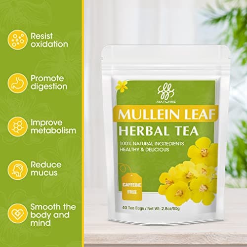 Mullein Leaf Tea, Mullein Tea Bags for Lung Cleanse, Respiratory Support and Mucous Membranes, Herbal Tea Caffeine Free, Non-GMO, 40 Tea Bags - Thumbnail 3