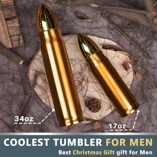 Funslive Gifts for Mens Funny - 34 oz Copper Bullet Tumblers Cup - Fishing Hunting Camping Easter Mens Ideas - Gifts for men Who Have Everything - Mens Husband Him Easter Stocking Stuffers 2026 - Thumbnail 3