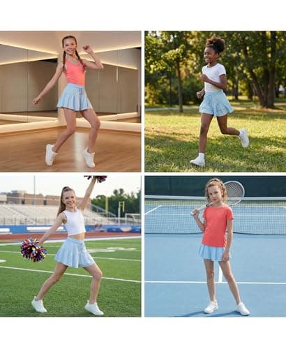 Stelle Girls Athletic Shorts Flowy 2 in 1 Butterfly Short Running Soccer Tennis Sports Shorts with Pocket,Light Blue,12-13 Years - Thumbnail 5