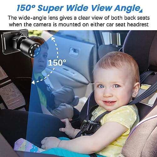 FEISIKE Car Baby Camera, 4.3'' HD Infrared Night Vision Function Baby Car Camera Display, Backseat Camera for Kid with 150° Wide View & 360° Rotatable Easy Installation in 5 Mins Rear Facing Mirrors - Thumbnail 6