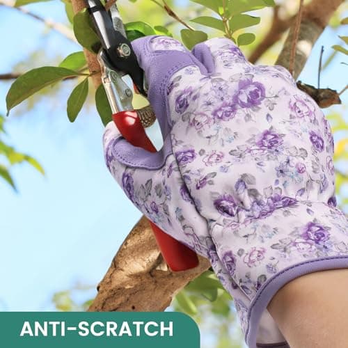 Pleneal Gardening Gloves for Women - Leather Garden Gloves Thorn Proof, Outdoor Protective Working Gloves for Weeding - Thumbnail 2