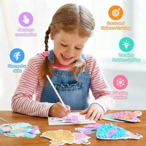 9PC Poke Art Kit for Girls Ages 4-8 | Princess Theme DIY Craft Kit | Mess-Free Fabric Puncture Painting | Creative Activity Gift for 6-12 Year Old Girls | Birthday Party Art Set - Thumbnail 4