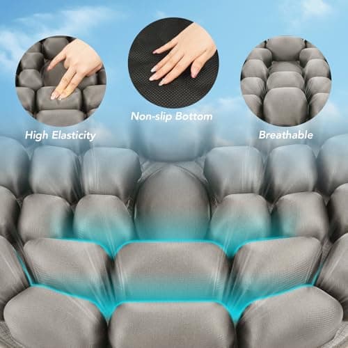 RUIERS Travel Seat Cushion, 3D Air Inflatable Pressure Relief Cushion for Hemorrhoid and Tailbone Pain Relief, Optimal Support for Long Sitting in Car, Air Travel, Office Chairs, Home Living - Thumbnail 5