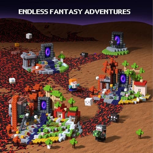 Magnetic Blocks 200 PCS Magnet Building Blocks Cubes Sensory Toys for 3-12 Years Old Gamer Player Kids, Stacking Magnets Birthday Christmas Graduation Gift Set, 0.8 Inch Block, Nether and Overworld - Thumbnail 2