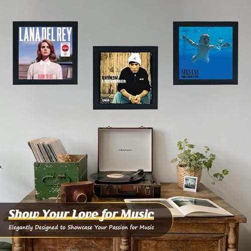 JJKLL Vinyl Record Display Frame Vintage Record Frames for The Wall Display Cover with Clear Acrylic Front Opening Idea Gift for Collectors - Thumbnail 3