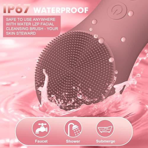 LZP Silicone Face Scrubber, Electric Facial Cleansing Brush with 6 Speeds Vibration Technology, Rechargeable & Waterproof Exfoliating Scrub Brush for Cleansing and Massaging, Men Women - Thumbnail 4