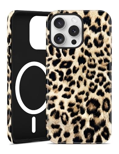 Aitipy Magnetic Cheetah Phone Case for iPhone 14 Plus, Compatible with MagSafe, Cute Aesthetic White Leopard Print Soft TPU and Hard PC Shockproof Protective Phone Cover for Women Girls - Image 1
