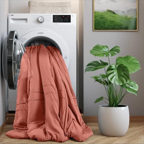 Regency Heights Twin Size Comforter Set Orange, 2 Pieces Bedding Set, Ultra Soft Prewashed Bed Set, Pinch Pleat All Seasons Lightweight Comforter and Sham - Thumbnail 5