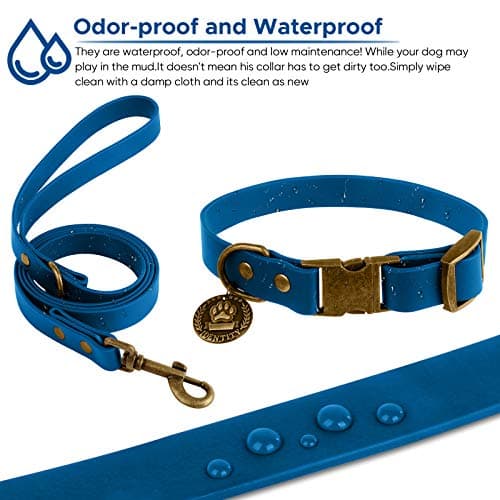 Wisedog Waterproof Dog Collar and Leash Set, Adjustable Puppy Collar with Cute Tag 6FT Dog Leash with Poop Bag for Small Medium Large Dogs (XL, Blue) - Thumbnail 4